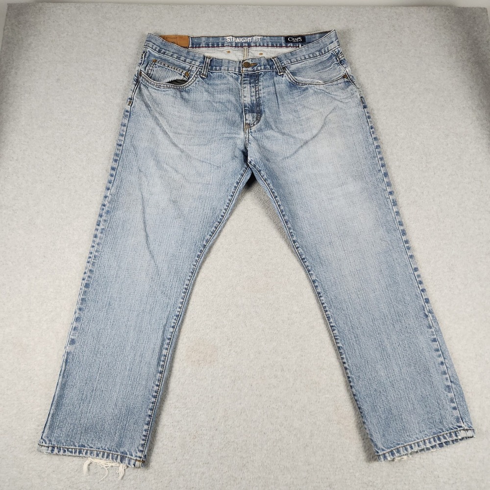 Chaps Straight Fit Jeans Mens 40x30 Blue Denim Light Wash Streetwear Casual